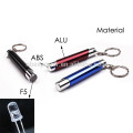 ALU + ABS 1 LED Key Chain lampe de poche avec 3 * LR44 batterie, promotionnel Keychain LED Light